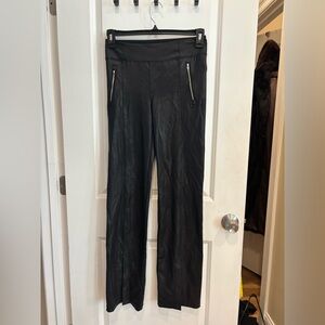 Athleta Black Faux Leather Straight-Leg Pants with Silver Zippers